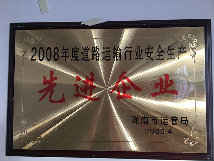 2008年度道路運輸行業(yè)安全生產(chǎn)先進企業(yè)